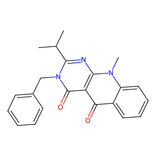 3-benzyl-2-isopropyl-10-methylpyrimido[4,5-b]quinoline-4,5(3H,10H)-dione structure