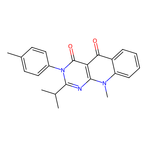 10-methyl-3-(4-methylphenyl)-2-(propan-2-yl)pyrimido[4,5-b]quinoline-4,5(3H,10H)-dione structure
