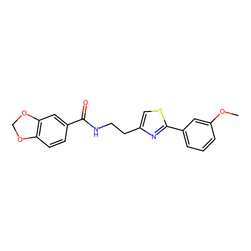 N-{2-[2-(3-methoxyphenyl)-1,3-thiazol-4-yl]ethyl}-1,3-benzodioxole-5-carboxamide structure
