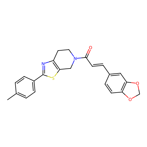 (2E)-3-(1,3-benzodioxol-5-yl)-1-[2-(4-methylphenyl)-6,7-dihydro[1,3]thiazolo[5,4-c]pyridin-5(4H)-yl]prop-2-en-1-one structure