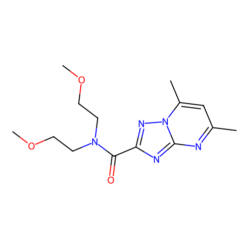 N,N-bis(2-methoxyethyl)-5,7-dimethyl-[1,2,4]triazolo[1,5-a]pyrimidine-2-carboxamide structure