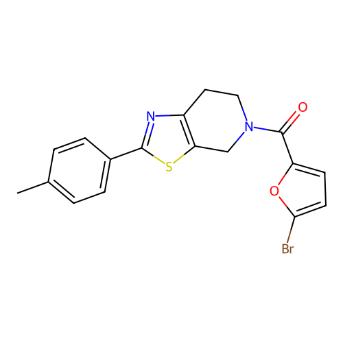 (5-bromofuran-2-yl)(2-(p-tolyl)-6,7-dihydrothiazolo[5,4-c]pyridin-5(4H)-yl)methanone structure