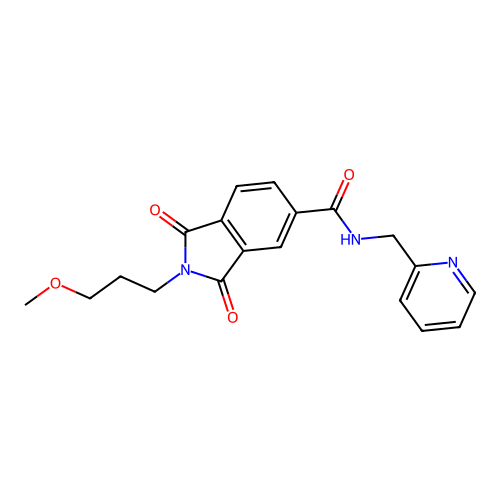 2-(3-methoxypropyl)-1,3-dioxo-N-(pyridin-2-ylmethyl)isoindole-5-carboxamide structure