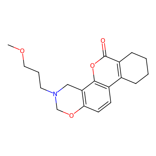 3-(3-methoxypropyl)-3,4,7,8,9,10-hexahydrobenzo[3,4]chromeno[8,7-e][1,3]oxazin-6(2H)-one structure