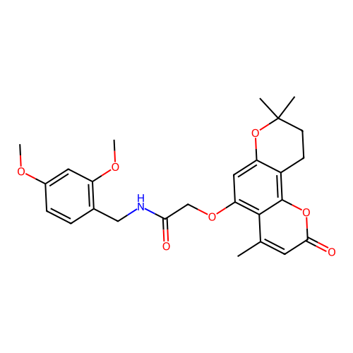 N-(2,4-dimethoxybenzyl)-2-((4,8,8-trimethyl-2-oxo-2,8,9,10-tetrahydropyrano[2,3-f]chromen-5-yl)oxy)acetamide structure