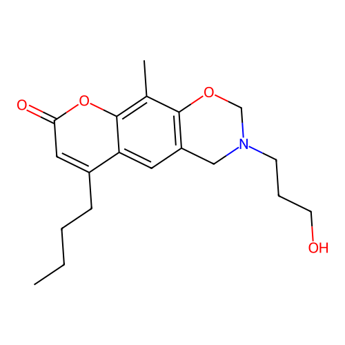 6-butyl-3-(3-hydroxypropyl)-10-methyl-2,4-dihydropyrano[3,2-g][1,3]benzoxazin-8-one structure