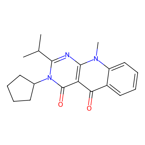 3-cyclopentyl-2-isopropyl-10-methylpyrimido[4,5-b]quinoline-4,5(3H,10H)-dione structure