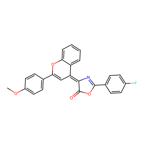 (4Z)-2-(4-fluorophenyl)-4-[2-(4-methoxyphenyl)chromen-4-ylidene]-1,3-oxazol-5-one structure