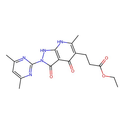 ethyl 3-[2-(4,6-dimethylpyrimidin-2-yl)-6-methyl-3,4-dioxo-2,3,4,7-tetrahydro-1H-pyrazolo[3,4-b]pyridin-5-yl]propanoate structure