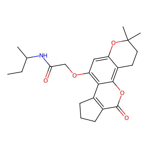 N-(sec-butyl)-2-((2,2-dimethyl-6-oxo-3,4,6,7,8,9-hexahydro-2H-cyclopenta[c]pyrano[2,3-h]chromen-10-yl)oxy)acetamide structure