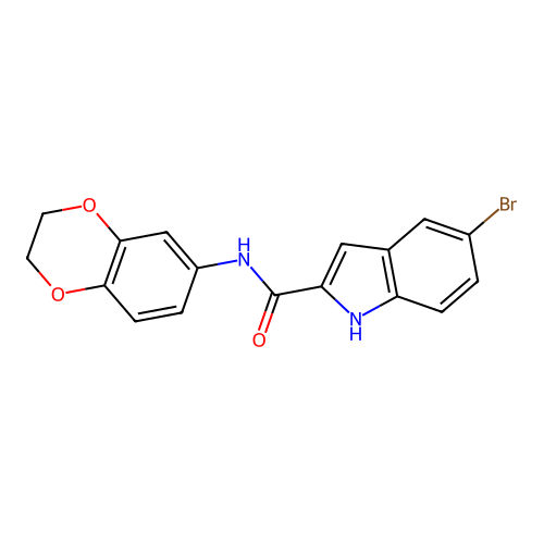 5-bromo-N-(2,3-dihydro-1,4-benzodioxin-6-yl)-1H-indole-2-carboxamide structure