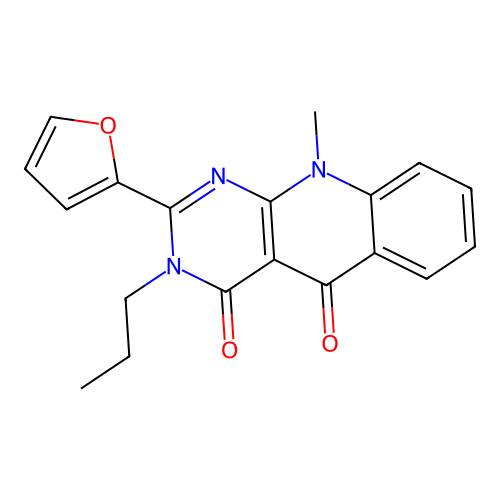 2-(furan-2-yl)-10-methyl-3-propylpyrimido[4,5-b]quinoline-4,5(3H,10H)-dione structure