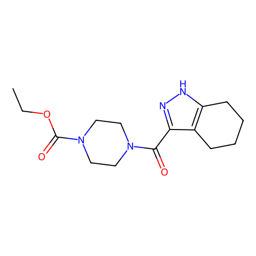 ethyl 4-(4,5,6,7-tetrahydro-1H-indazole-3-carbonyl)piperazine-1-carboxylate structure