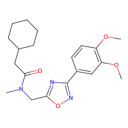 2-cyclohexyl-N-[[3-(3,4-dimethoxyphenyl)-1,2,4-oxadiazol-5-yl]methyl]-N-methylacetamide structure
