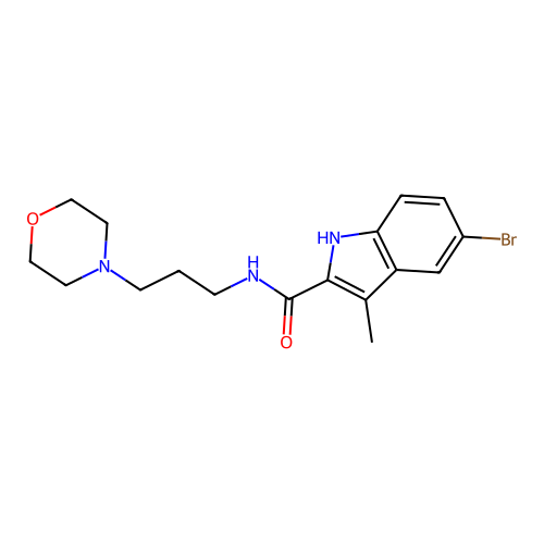 5-bromo-3-methyl-N-[3-(morpholin-4-yl)propyl]-1H-indole-2-carboxamide structure