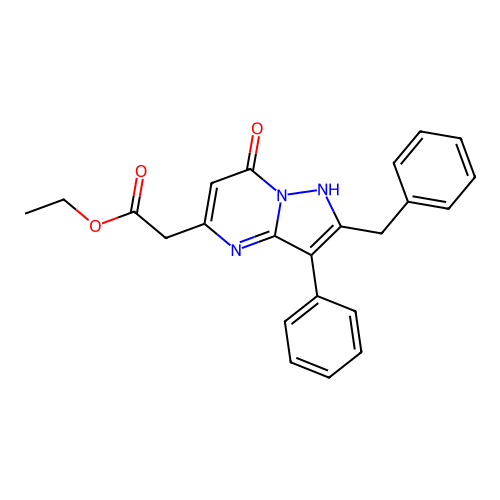 Ethyl (2-benzyl-7-hydroxy-3-phenylpyrazolo[1,5-a]pyrimidin-5-yl)acetate structure