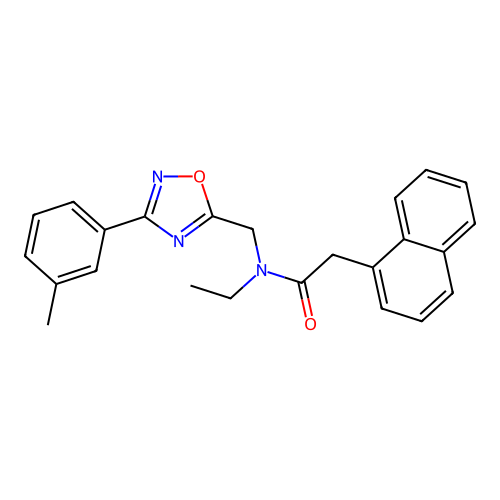 N-ethyl-2-(naphthalen-1-yl)-N-((3-(m-tolyl)-1,2,4-oxadiazol-5-yl)methyl)acetamide structure