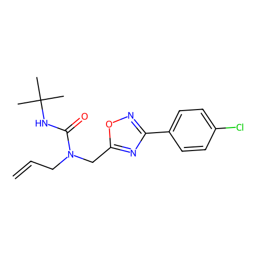 1-allyl-3-(tert-butyl)-1-((3-(4-chlorophenyl)-1,2,4-oxadiazol-5-yl)methyl)urea structure