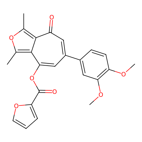 6-(3,4-dimethoxyphenyl)-1,3-dimethyl-4-oxo-4H-cyclohepta[c]furan-8-yl furan-2-carboxylate structure