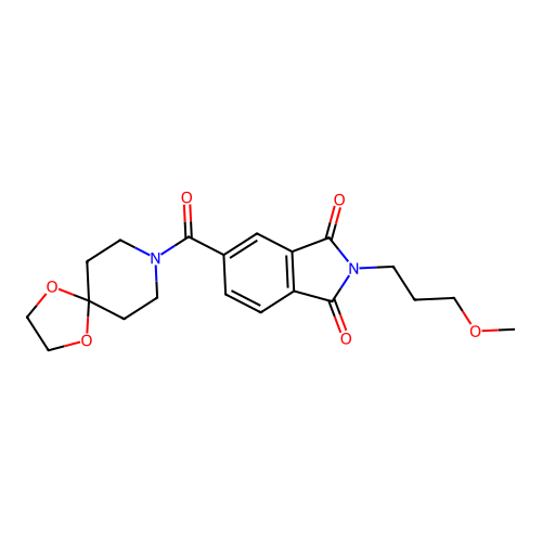 2-(3-methoxypropyl)-5-(1,4-dioxa-8-azaspiro[4.5]decane-8-carbonyl)isoindoline-1,3-dione structure