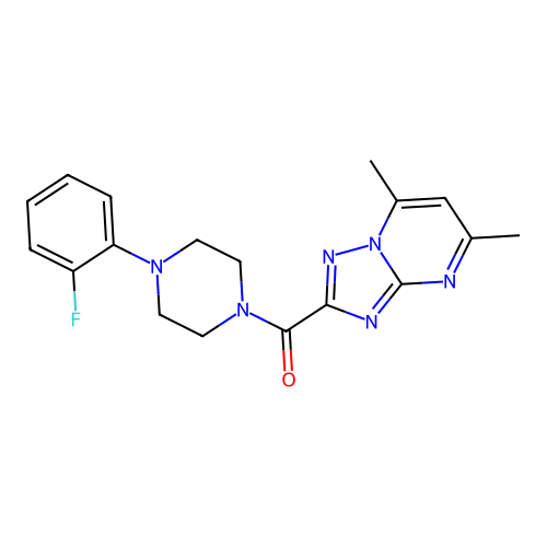 (5,7-dimethyl-[1,2,4]triazolo[1,5-a]pyrimidin-2-yl)(4-(2-fluorophenyl)piperazin-1-yl)methanone structure