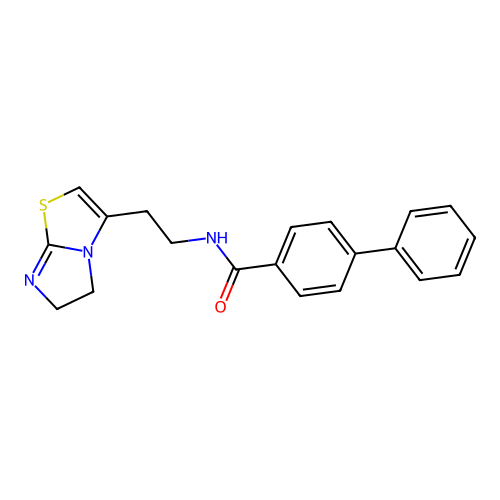 N-[2-(5,6-dihydroimidazo[2,1-b][1,3]thiazol-3-yl)ethyl]biphenyl-4-carboxamide structure