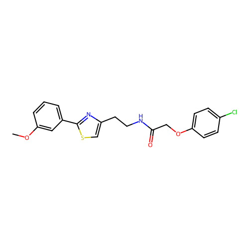 2-(4-chlorophenoxy)-N-{2-[2-(3-methoxyphenyl)-1,3-thiazol-4-yl]ethyl}acetamide structure