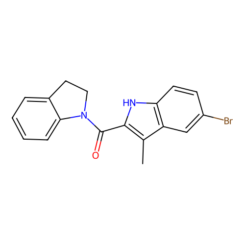 (5-bromo-3-methyl-1H-indol-2-yl)(2,3-dihydro-1H-indol-1-yl)methanone structure