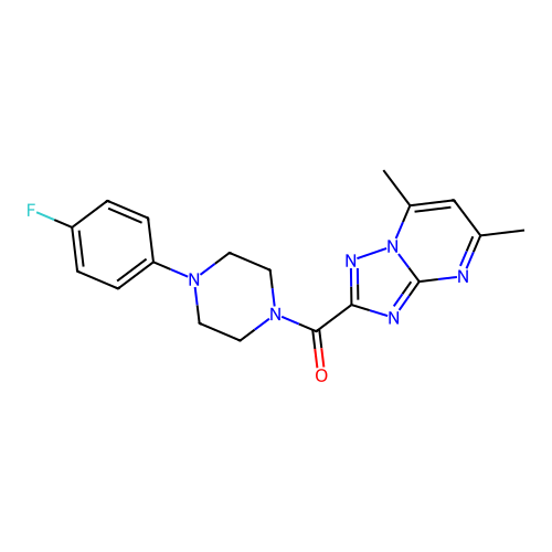 (5,7-dimethyl-[1,2,4]triazolo[1,5-a]pyrimidin-2-yl)(4-(4-fluorophenyl)piperazin-1-yl)methanone structure