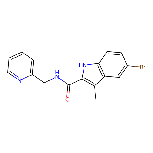 5-bromo-3-methyl-N-(pyridin-2-ylmethyl)-1H-indole-2-carboxamide structure