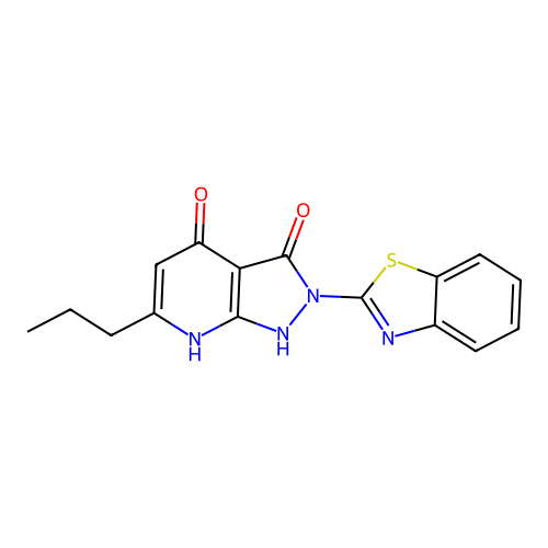 2-(1,3-benzothiazol-2-yl)-6-propyl-1H-pyrazolo[3,4-b]pyridine-3,4(2H,7H)-dione structure