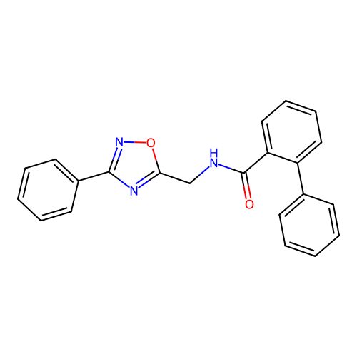 N-[(3-phenyl-1,2,4-oxadiazol-5-yl)methyl]biphenyl-2-carboxamide structure