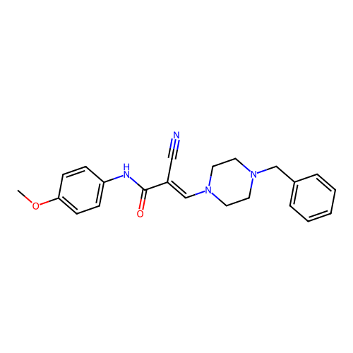 (E)-3-(4-benzylpiperazin-1-yl)-2-cyano-N-(4-methoxyphenyl)acrylamide structure