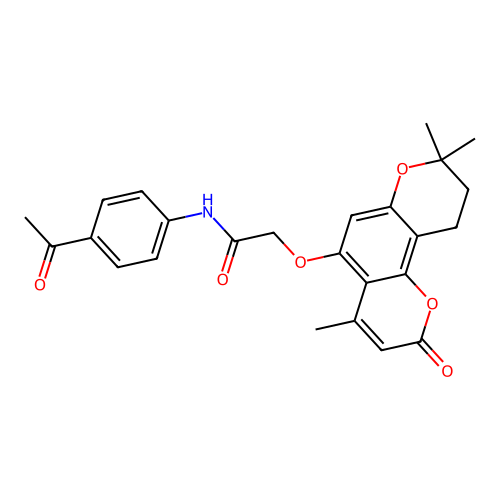 N-(4-acetylphenyl)-2-((4,8,8-trimethyl-2-oxo-2,8,9,10-tetrahydropyrano[2,3-f]chromen-5-yl)oxy)acetamide structure