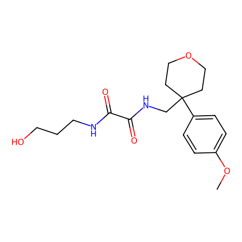 N-(3-hydroxypropyl)-N'-[[4-(4-methoxyphenyl)oxan-4-yl]methyl]oxamide structure