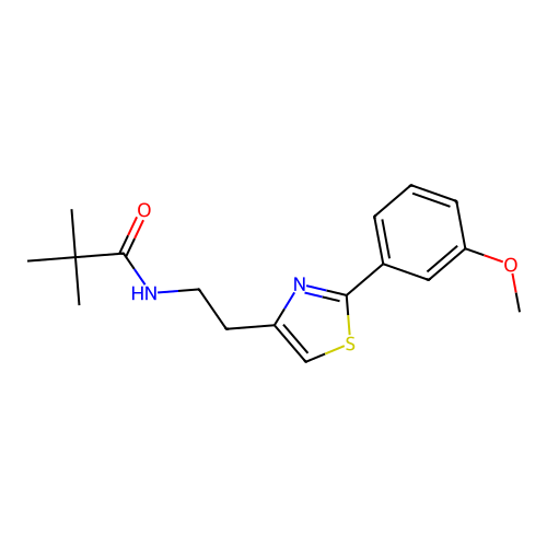 N-{2-[2-(3-methoxyphenyl)-1,3-thiazol-4-yl]ethyl}-2,2-dimethylpropanamide structure