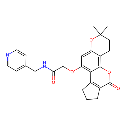 2-((2,2-dimethyl-6-oxo-3,4,6,7,8,9-hexahydro-2H-cyclopenta[c]pyrano[2,3-h]chromen-10-yl)oxy)-N-(pyridin-4-ylmethyl)acetamide structure