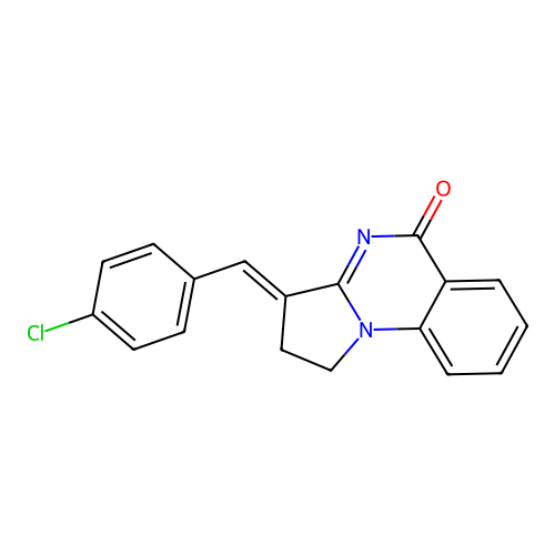 (E)-3-(4-chlorobenzylidene)-2,3-dihydropyrrolo[1,2-a]quinazolin-5(1H)-one structure