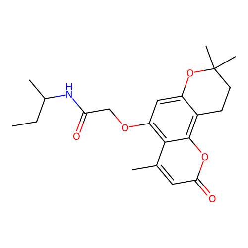 N-(sec-butyl)-2-((4,8,8-trimethyl-2-oxo-2,8,9,10-tetrahydropyrano[2,3-f]chromen-5-yl)oxy)acetamide structure