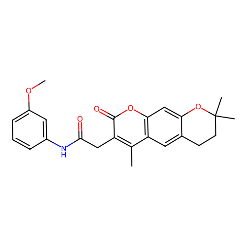 N-(3-methoxyphenyl)-2-(4,8,8-trimethyl-2-oxo-2,6,7,8-tetrahydropyrano[3,2-g]chromen-3-yl)acetamide structure