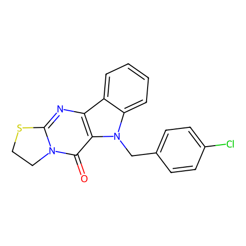 6-(4-chlorobenzyl)-2,3-dihydrothiazolo[3',2':1,2]pyrimido[5,4-b]indol-5(6H)-one structure