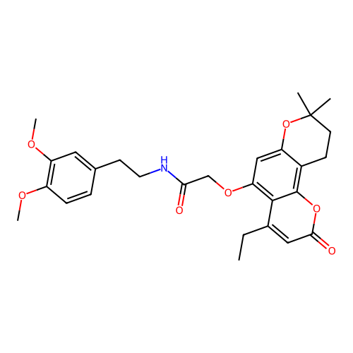 N-(3,4-dimethoxyphenethyl)-2-((4-ethyl-8,8-dimethyl-2-oxo-2,8,9,10-tetrahydropyrano[2,3-f]chromen-5-yl)oxy)acetamide structure