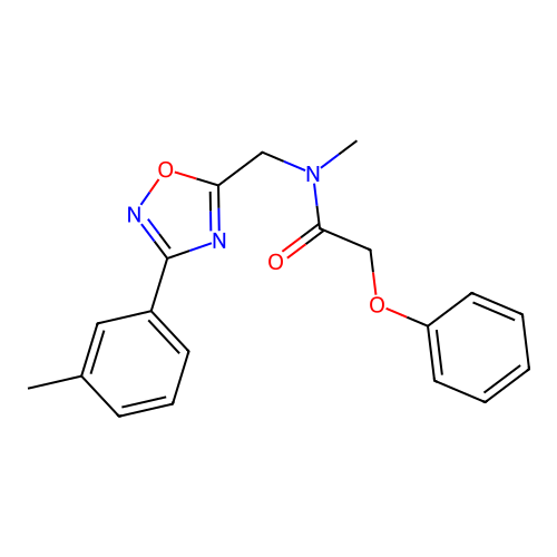 N-methyl-N-[[3-(3-methylphenyl)-1,2,4-oxadiazol-5-yl]methyl]-2-phenoxyacetamide structure