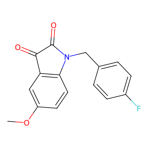 1-(4-fluorobenzyl)-5-methoxy-1H-indole-2,3-dione structure