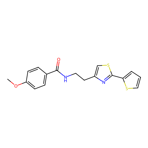 4-methoxy-N-{2-[2-(thiophen-2-yl)-1,3-thiazol-4-yl]ethyl}benzamide structure