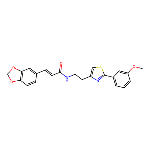 (E)-3-(benzo[d][1,3]dioxol-5-yl)-N-(2-(2-(3-methoxyphenyl)thiazol-4-yl)ethyl)acrylamide structure
