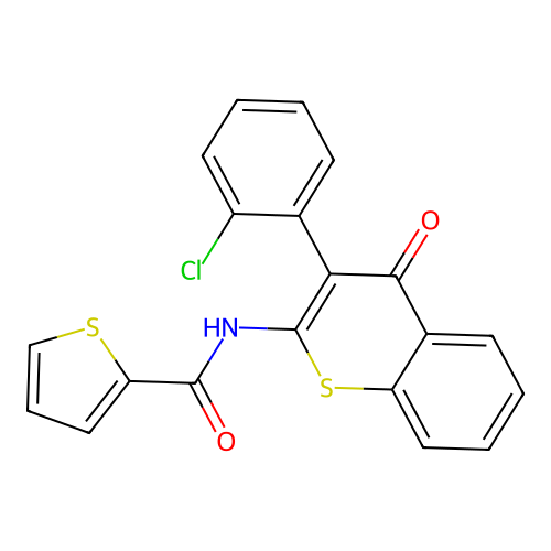 N-(3-(2-chlorophenyl)-4-oxo-4H-thiochromen-2-yl)thiophene-2-carboxamide structure