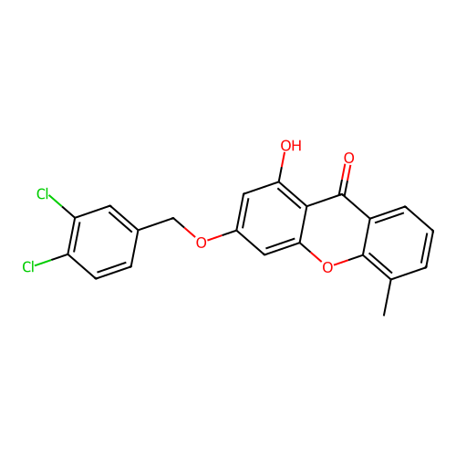 3-((3,4-dichlorobenzyl)oxy)-1-hydroxy-5-methyl-9H-xanthen-9-one structure