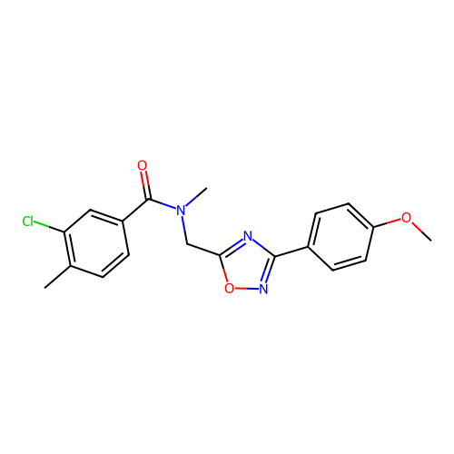 3-chloro-N-((3-(4-methoxyphenyl)-1,2,4-oxadiazol-5-yl)methyl)-N,4-dimethylbenzamide structure