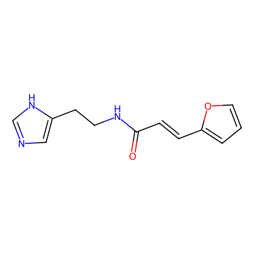 (2E)-3-(furan-2-yl)-N-[2-(1H-imidazol-5-yl)ethyl]prop-2-enamide structure